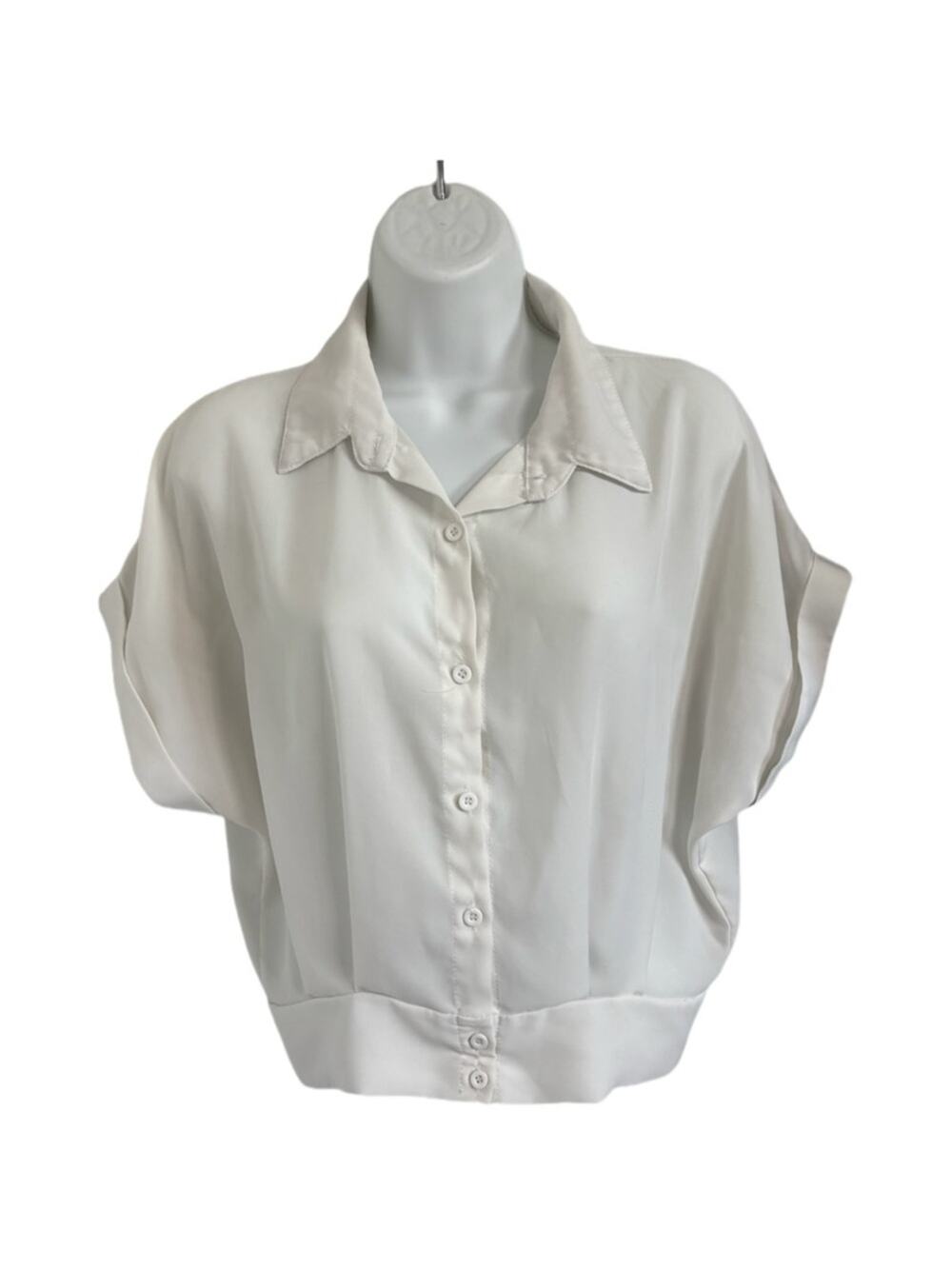 Brandy Melville Ivory Short-Sleeve Blouse Coquette Academic Minimalist Preppy